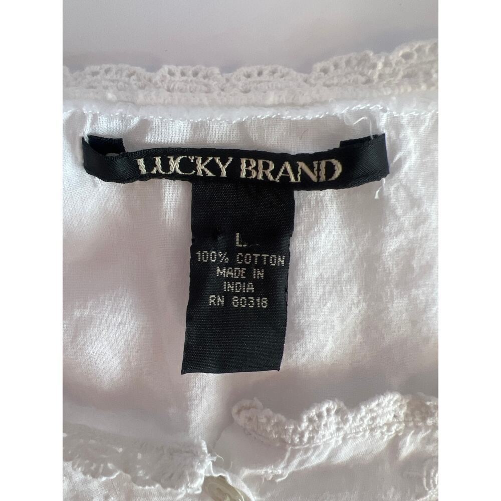 LUCKY BRAND WOMENS Y2K VINTAGE INSPIRED 100% COTTON ROMATIC TOP WHITE LRG - Picture 5 of 12